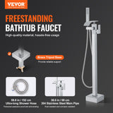 VEVOR Freestanding Bathtub Faucet, Floor Mount, Freestanding Tub Filler, Shower Mixer Taps, Two Water Modes, Swivel Spout, for Bathing & Showering Pet Bathing Cleaning Drains Toilet Flushing - Front View