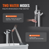 VEVOR Freestanding Bathtub Faucet, Floor Mount, Freestanding Tub Filler, Shower Mixer Taps, Two Water Modes, Swivel Spout, for Bathing & Showering Pet