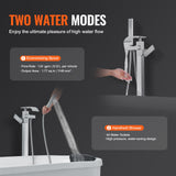 VEVOR Freestanding Bathtub Faucet, Floor Mount, Freestanding Tub Filler, Shower Mixer Taps, Two Water Modes, Swivel Spout, for Bathing & Showering Pet Bathing Cleaning Drains Toilet Flushing - Side View