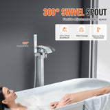 VEVOR Freestanding Bathtub Faucet, Floor Mount, Freestanding Tub Filler, Shower Mixer Taps, Two Water Modes, Swivel Spout, for Bathing & Showering Pet