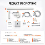 VEVOR Freestanding Bathtub Faucet, Floor Mount, Freestanding Tub Filler, Shower Mixer Taps, Two Water Modes, Swivel Spout, for Bathing & Showering Pet Bathing Cleaning Drains Toilet Flushing - Rear View