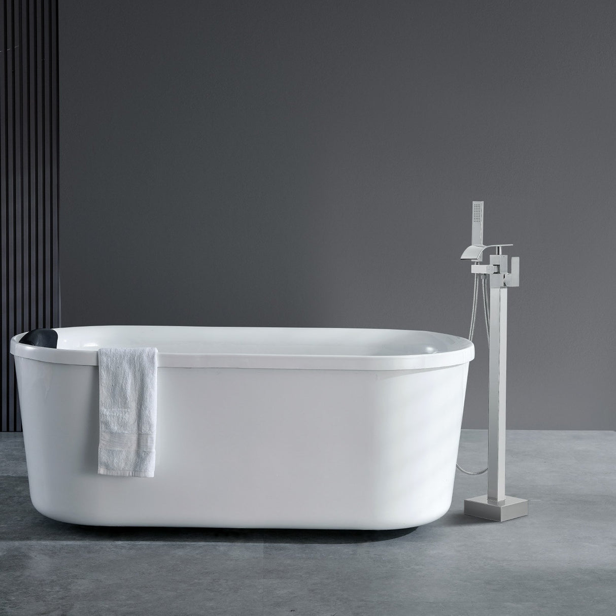 VEVOR Freestanding Bathtub Faucet, Floor Mount, Freestanding Tub Filler, Shower Mixer Taps, Two Water Modes, Swivel Spout, for Bathing & Showering Pet