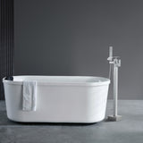 VEVOR Freestanding Bathtub Faucet, Floor Mount, Freestanding Tub Filler, Shower Mixer Taps, Two Water Modes, Swivel Spout, for Bathing & Showering Pet Bathing Cleaning Drains Toilet Flushing - Close-Up Angle