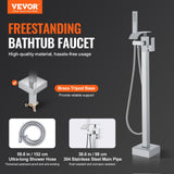 VEVOR Freestanding Bathtub Faucet, Floor Mount, Freestanding Tub Filler, Shower Mixer Taps, Two Water Modes, 360? Swivel Spout, for Bathing &