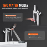 VEVOR Freestanding Bathtub Faucet, Floor Mount, Freestanding Tub Filler, Shower Mixer Taps, Two Water Modes, 360? Swivel Spout, for Bathing & - Top-Down View