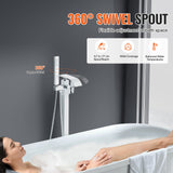 VEVOR Freestanding Bathtub Faucet, Floor Mount, Freestanding Tub Filler, Shower Mixer Taps, Two Water Modes, 360? Swivel Spout, for Bathing & - 45-Degree Angle