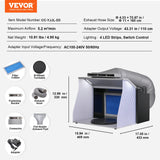 VEVOR Airbrush Spray Booth, Portable Hobby Airbrush Paint Spray Booth Kit with 4 LED Light, Powerful Dual Exhaust Fans, Turntable and 6 ft Extension Hose, for Painting Models, Arts, Crafts, Cakes - Close-Up Angle