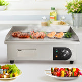 VEVOR 3000W 54cm Commercial Electric Countertop Griddle Flat Top Grill Hot Plate - Close-Up Angle
