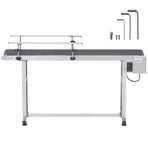 Belt Conveyor, 1498.6 x 198.1 mm Conveyor Table Heavy Duty Stainless Steel Motorized Belt Conveyor for Inkjet Coding Applications Powered PVC Belt Anti-Static Adjustable Speed (Double Guardrail)