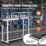 Belt Conveyor, 1498.6 x 198.1 mm Conveyor Table Heavy Duty Stainless Steel Motorized Belt Conveyor for Inkjet Coding Applications Powered PVC Belt Anti-Static Adjustable Speed (Double Guardrail)