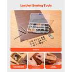 Leather Working Tools Kit, 61 PCS Leather Craft Tools with Portable Canvas Storage Bag, Engraving Punching Sewing Stamping Sanding Tools, Ideal for Beginners DIY Enthusiasts and Professionals