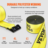 VEVOR Winch Straps, 10.2 cm x 9.1 m, 2.7T Load Capacity, 8.2T Break Strength, Truck Straps with Flat Hook, Flatbed Tie Downs Cargo Control for