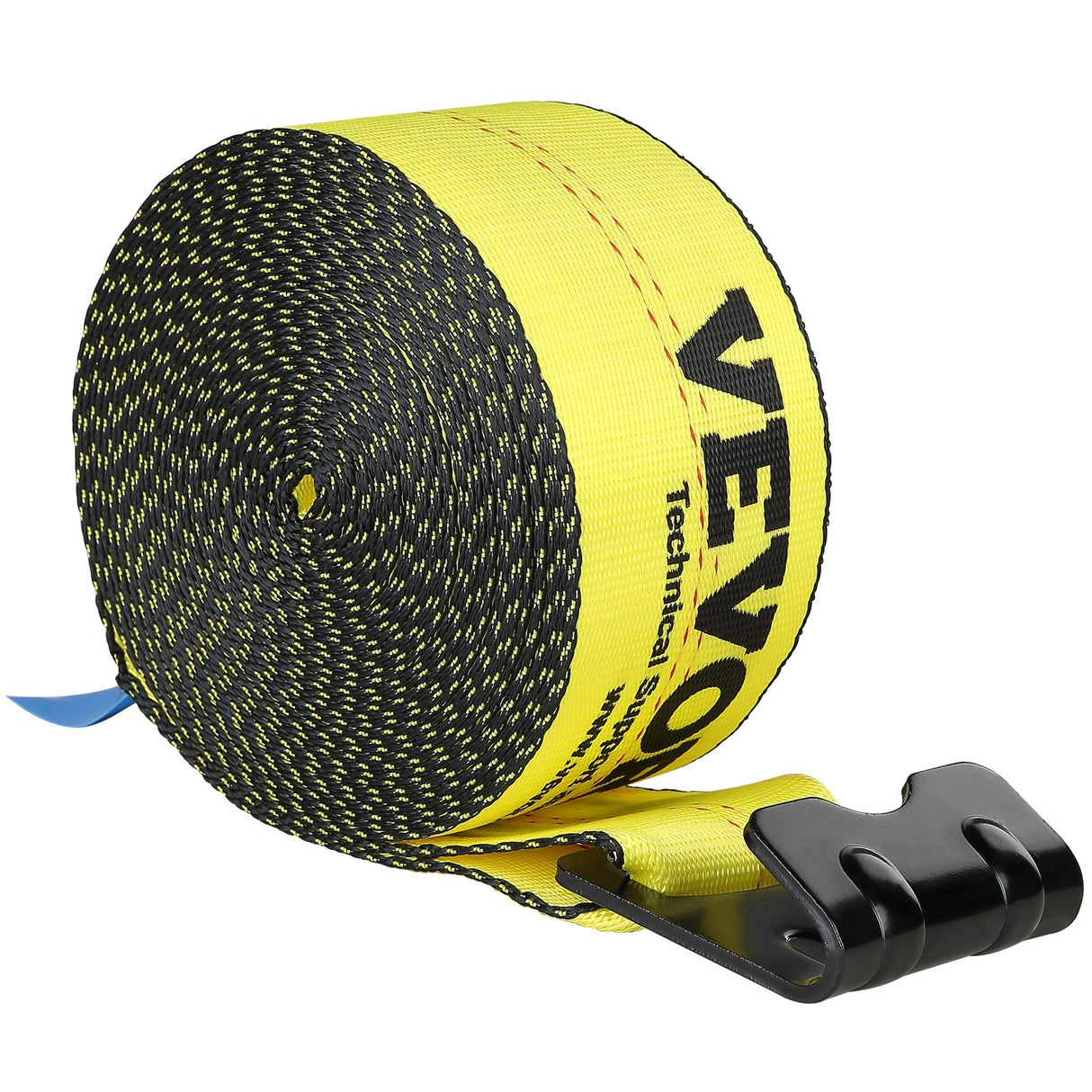 VEVOR Winch Straps, 10.2 cm x 9.1 m, 2.7T Load Capacity, 8.2T Break Strength, Truck Straps with Flat Hook, Flatbed Tie Downs Cargo Control for