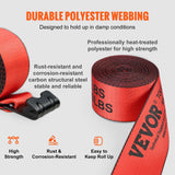VEVOR Winch Straps, 10.2 cm x 9.1 m, 2.7T Load Capacity, 8.2T Breaking Strength, Truck Straps with Flat Hook, Flatbed Tie Downs Cargo Control for
