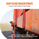 VEVOR Winch Straps, 10.2 cm x 9.1 m, 2.7T Load Capacity, 8.2T Breaking Strength, Truck Straps with Flat Hook, Flatbed Tie Downs Cargo Control for