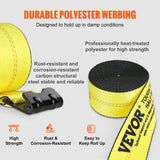 VEVOR Winch Straps, 10.2 cm x 12.2 m, 2.7T Load Capacity, 8.2T Break Strength, Truck Straps with Flat Hook, Flatbed Tie Downs Cargo Control for Trailers, Farms, Rescues, Tree Saver, Yellow (10 Pack) - Side View