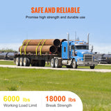 VEVOR Winch Straps, 10.2 cm x 12.2 m, 2.7T Load Capacity, 8.2T Break Strength, Truck Straps with Flat Hook, Flatbed Tie Downs Cargo Control for Trailers, Farms, Rescues, Tree Saver, Yellow (10 Pack) - 45-Degree Angle