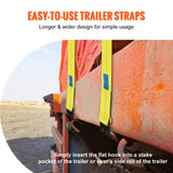 VEVOR Winch Straps, 10.2 cm x 12.2 m, 2.7T Load Capacity, 8.2T Break Strength, Truck Straps with Flat Hook, Flatbed Tie Downs Cargo Control for Trailers, Farms, Rescues, Tree Saver, Yellow (10 Pack) - Rear View