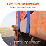VEVOR Winch Straps, 10.2 cm x 9.1 m, 2.7T Load Capacity, 8.2T Breaking Strength, Truck Straps with Flat Hook, Flatbed Tie Downs Cargo Control for