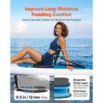Kayak Seat, 1 Pack 12 mm Thick, Universal Paddle Board Seat with Back Support, Sit-on-Top Soft Padded Cushion with Storage Bag & Adjustable Straps for SUP, Canoe, Fishing Boat, Inflatable Kayak