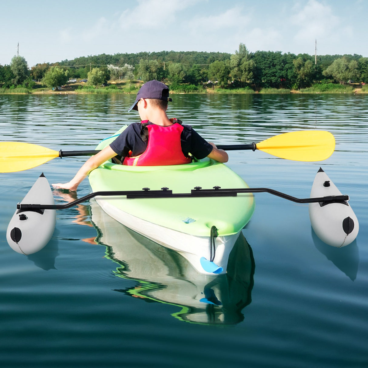 VEVOR Kayak Outrigger Stabilizer Inflatable Outrigger Float 2PCS PVC w/ Arms Rod