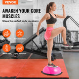 VEVOR Half Exercise Ball Trainer, 23 inch Balance Ball Trainer, 660lbs Capacity Stability Ball, Yoga Ball with Resistance Bands & Foot Pump, Strength Fitness Ball for Home Gym, Full Body Workout, Pink - Front View
