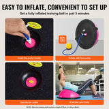 VEVOR Half Exercise Ball Trainer, 23 inch Balance Ball Trainer, 660lbs Capacity Stability Ball, Yoga Ball with Resistance Bands & Foot Pump, Strength