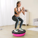 VEVOR Half Exercise Ball Trainer, 23 inch Balance Ball Trainer, 660lbs Capacity Stability Ball, Yoga Ball with Resistance Bands & Foot Pump, Strength Fitness Ball for Home Gym, Full Body Workout, Pink - Low Angle