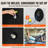 VEVOR Half Exercise Ball Trainer, 23 inch Balance Ball Trainer, 660lbs Capacity Stability Ball, Yoga Ball with Resistance Bands & Foot Pump, Strength Fitness Ball for Home Gym, Full Body Workout, Gray