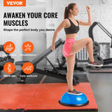 VEVOR Half Exercise Ball Trainer, 23 inch Balance Ball Trainer, 660lbs Capacity Stability Ball, Yoga Ball with Resistance Bands & Foot Pump, Strength Fitness Ball for Home Gym, Full Body Workout, Blue - Front View