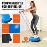 VEVOR Half Exercise Ball Trainer, 23 inch Balance Ball Trainer, 660lbs Capacity Stability Ball, Yoga Ball with Resistance Bands & Foot Pump, Strength Fitness Ball for Home Gym, Full Body Workout, Blue - Top-Down View