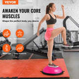 VEVOR Half Exercise Ball Trainer, 26 inch Balance Ball Trainer, 1500lbs Capacity Stability Ball, Yoga Ball with Resistance Bands & Foot Pump, Strength