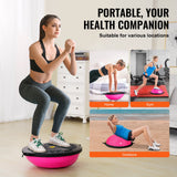 VEVOR Half Exercise Ball Trainer, 26 inch Balance Ball Trainer, 1500lbs Capacity Stability Ball, Yoga Ball with Resistance Bands & Foot Pump, Strength Fitness Ball for Home Gym Full Body Workout, Pink - Rear View