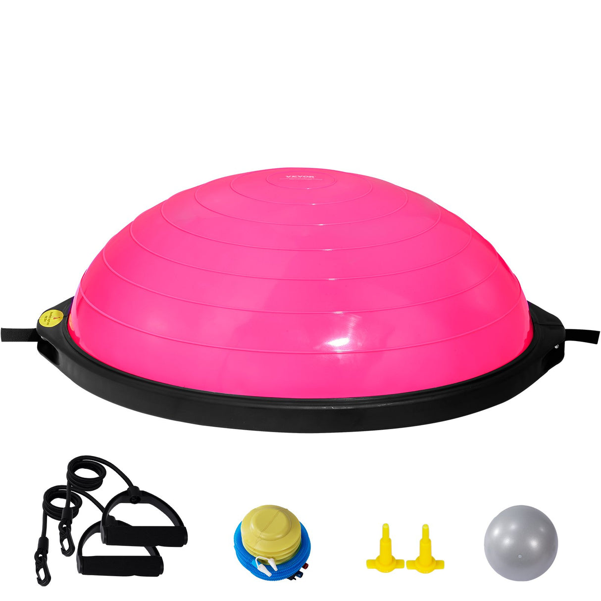 VEVOR Half Exercise Ball Trainer, 26 inch Balance Ball Trainer, 1500lbs Capacity Stability Ball, Yoga Ball with Resistance Bands & Foot Pump, Strength