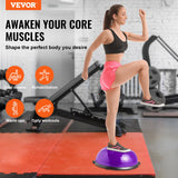 VEVOR Half Exercise Ball Trainer, 23 inch Balance Ball Trainer, 660lbs Stability Ball, Yoga Ball with Resistance Bands & Foot Pump, Strength Fitness
