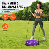 VEVOR Half Exercise Ball Trainer, 23 inch Balance Ball Trainer, 660lbs Stability Ball, Yoga Ball with Resistance Bands & Foot Pump, Strength Fitness Ball for Home Gym, Full Body Workout, Purple - Side View