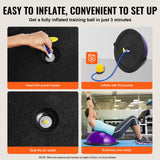 VEVOR Half Exercise Ball Trainer, 23 inch Balance Ball Trainer, 660lbs Stability Ball, Yoga Ball with Resistance Bands & Foot Pump, Strength Fitness