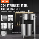 VEVOR 304 Stainless Steel Kettle, 16 GALLON Beer Brew Fermentor, Brew Bucket Fermentor for Brewing, Home Brewing Supplies with Base, Kettle Stock Pot Includes Lid, Handle, Valve, Spigot, Thermometer - Front View