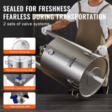 VEVOR 304 Stainless Steel Kettle, 16 GALLON Beer Brew Fermentor, Brew Bucket Fermentor for Brewing, Home Brewing Supplies with Base, Kettle Stock Pot Includes Lid, Handle, Valve, Spigot, Thermometer - Side View