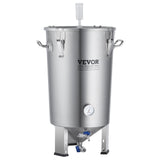VEVOR 304 Stainless Steel Kettle, 8 GALLON Beer Brew Fermentor, Brew Bucket Fermentor for Brewing, Home Brewing Supplies with Base, Kettle Stock Pot Includes Lid, Handle, Valve, Spigot, Thermometer