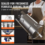 VEVOR 304 Stainless Steel Kettle, 8 GALLON Beer Brew Fermentor, Brew Bucket Fermentor for Brewing, Home Brewing Supplies with Base, Kettle Stock Pot Includes Lid, Handle, Valve, Spigot, Thermometer - Side View