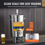 VEVOR 304 Stainless Steel Kettle, 8 GALLON Beer Brew Fermentor, Brew Bucket Fermentor for Brewing, Home Brewing Supplies with Base, Kettle Stock Pot Includes Lid, Handle, Valve, Spigot, Thermometer - 45-Degree Angle