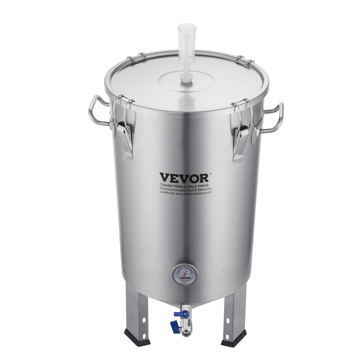 VEVOR 304 Stainless Steel Kettle, 8 GALLON Beer Brew Fermentor, Brew Bucket Fermentor for Brewing, Home Brewing Supplies with Base, Kettle Stock Pot Includes Lid, Handle, Valve, Spigot, Thermometer