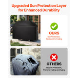 Grill Cover, 63 inch BBQ Covers for Outdoor Grills, Waterproof, Fade Resistant, Weather Resistant Heavy Duty 600D Polyester, Easy On/Off, with Hook-and-Loop Straps, Black - Rear View