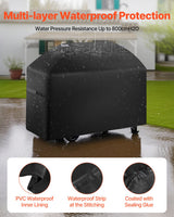 Grill Cover, 63 inch BBQ Covers for Outdoor Grills, Waterproof, Fade Resistant, Weather Resistant Heavy Duty 600D Polyester, Easy On/Off, with Hook-and-Loop Straps, Black