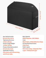 VEVOR Grill Cover, 63 inch BBQ Covers for Outdoor Grills, Waterproof, Fade Resistant, Weather Resistant Heavy Duty 600D Polyester, Easy On/Off, with Hook-and-Loop Straps, Black - Close-Up Angle