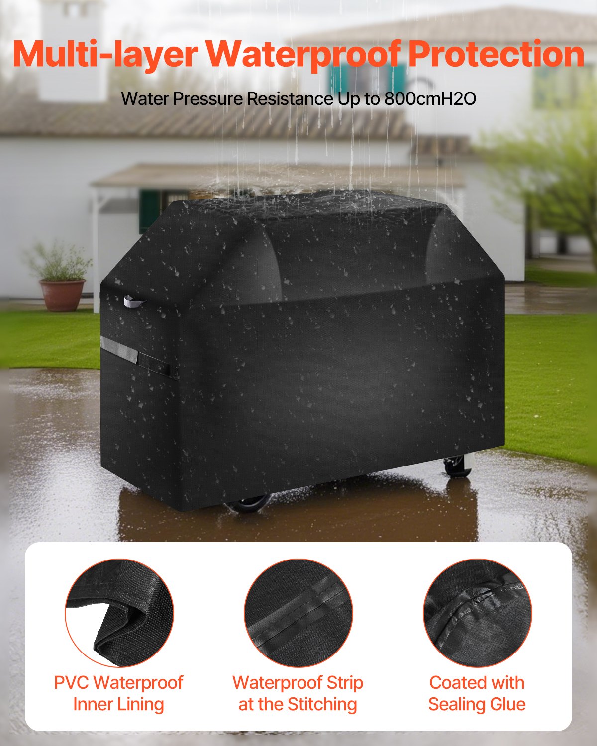 VEVOR 48 inch Grill Cover Heavy Duty BBQ Gas Grill Cover Outdoor Waterproof