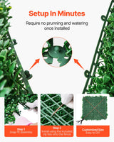 VEVOR Artificial Grass Wall Panels, 12 PCS 20 x 20 inch, 3D Combination Greenery Boxwood  Panel for Indoor Outdoor Green Decor & Ivy Fence Covering, Privacy Backdrop Wall Hedge Screen for Garden - Top-Down View