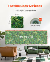 Artificial Grass Wall Panels, 12 PCS 20 x 20 inch, 3D Combination Greenery Boxwood Panel for Indoor Outdoor Green Decor & Ivy Fence Covering, Privacy Backdrop Wall Hedge Screen for Garden