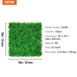 VEVOR 12PCS 10x10 inch Artificial Boxwood Panels, Boxwood Hedge Wall Mat,Artificial Grass Backdrop Wall, Privacy Hedge Screen UV Protected for Outdoor Indoor Garden Fence Backyard - Close-Up Angle